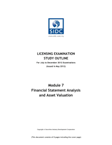 Module 7 Financial Statement Analysis and Asset Valuation