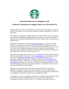 Starbucks Disclosure in Compliance with California Transparency in