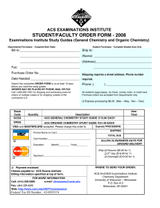 acs examinations institute student/faculty order form