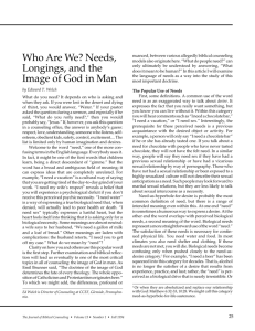 Who Are We? Needs, Longings, and the Image of God in Man