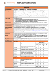 Training & Assessment Strategy