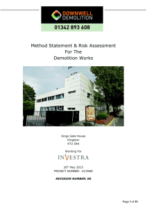 Method Statement & Risk Assessment For The Demolition Works