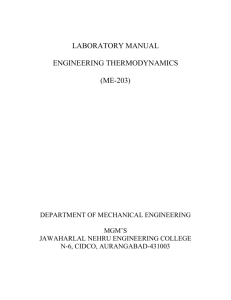 LABORATORY MANUAL ENGINEERING THERMODYNAMICS (ME