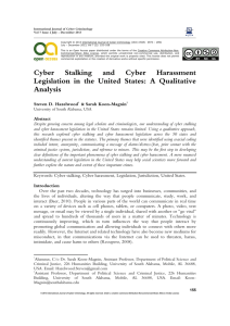 Cyber Stalking and Cyber Harassment Legislation in the United States