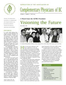 Fall 2005 - Association of Complementary and Integrative