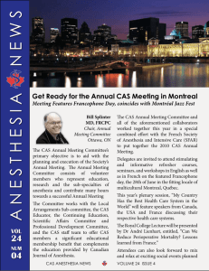 ANESTHESIA NEWS - Canadian Anesthesiologists' Society