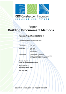 Building Procurement Methods - CRC for Construction Innovation