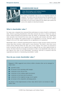 FINANCE SHAREHOLDER VALUE What is shareholder value