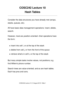 COSC242 Lecture 10 Hash Tables