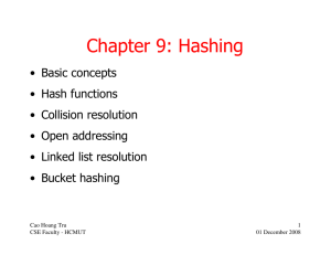 Chapter 9: Hashing