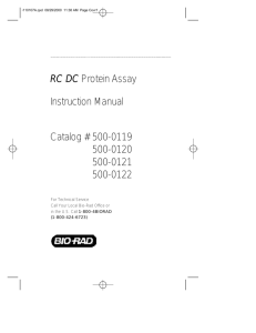 RC DC Protein Assay Instruction Manual Catalog # 500