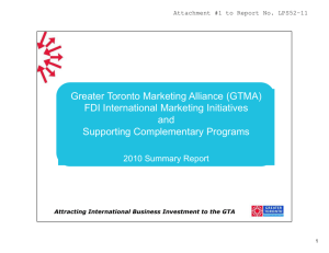 Greater Toronto Marketing Alliance (GTMA) FDI International