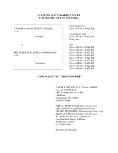 Adams et. al. v. FEC Opposition Brief