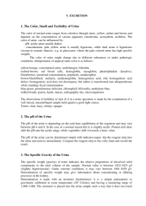 1. The Color, Smell and Turbidity of Urine 2. The pH of the Urine 3