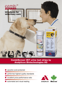 CombiScreen VET urine test strips by Analyticon
