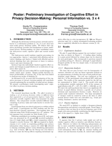 Poster: Preliminary Investigation of Cognitive Effort in Privacy