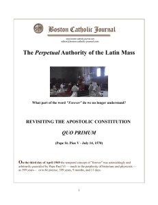 The Perpetual Authority of the Latin Mass