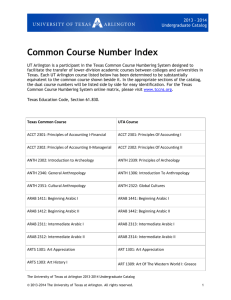 Common Course Number Index - The University of Texas at Arlington