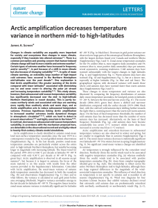 Arctic amplification decreases temperature variance in northern mid