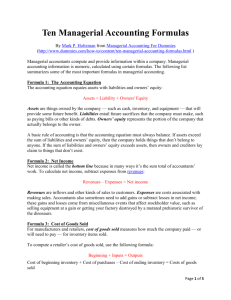 Ten Managerial Accounting Formulas