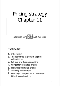 Pricing strategy Chapter 11