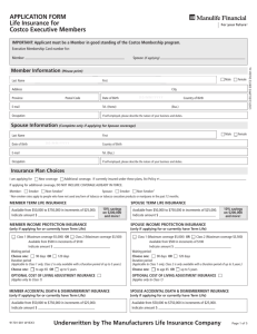 APPLICATION FORM Life Insurance for Costco Executive Members
