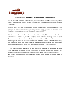 Joseph Dionisio , Santa Rosa Board Member, Joins Penn State
