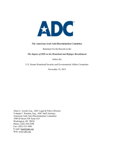 ADC Statement for the Record on the U.S. Senate Homeland