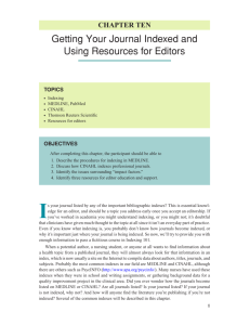 Getting Your Journal Indexed and Using Resources for Editors