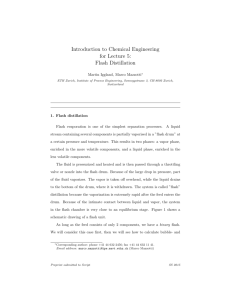 Introduction to Chemical Engineering for Lecture 5: Flash Distillation