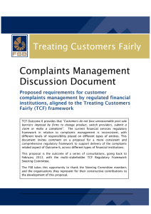 TCF Complaints Management Discussion Document