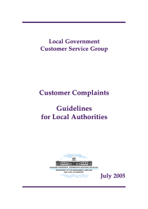 Customer Complaints – Guidelines for Local Authorities