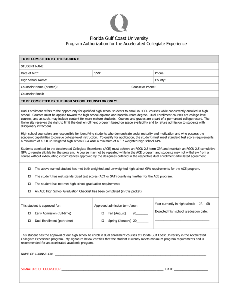 Membership Application Form Florida Gulf Coast University
