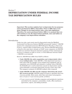 depreciation under federal income tax depreciation rules
