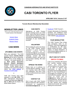 CASI TORONTO FLYER - Canadian Aeronautics and Space Institute