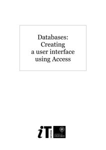 Databases: Creating a user interface using Access