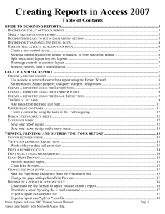 Creating Reports in Access 2007