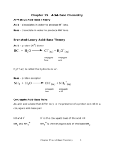 Chapter 15 Acid-Base Chemistry
