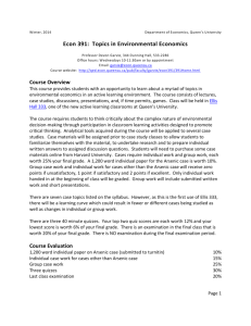 Econ 391: Topics in Environmental Economics