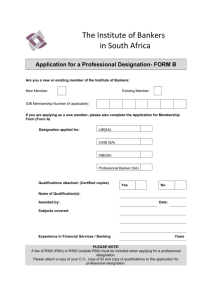 Application for Designation Form B - Institute of Bankers South Africa