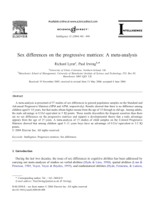 Sex differences on the progressive matrices: A meta