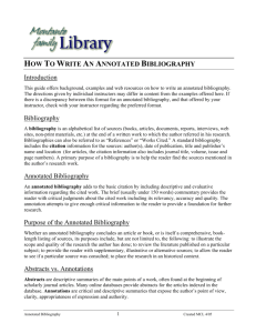 HOW TO WRITE AN ANNOTATED BIBLIOGRAPHY Introduction