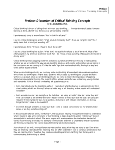 Preface: Discussion of Critical Thinking Concepts