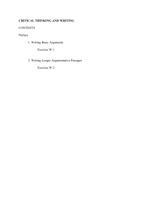 CRITICAL THINKING AND WRITING CONTENTS Preface 1. Writing