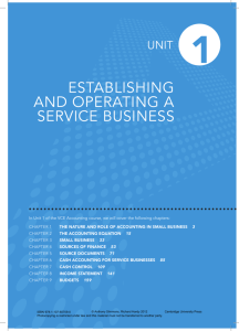 Chapter 1: Establishing and operating a service business
