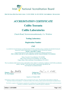 ACCREDITATION CERTIFICATE Coillte Teoranta Coillte Laboratories