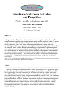 Priorities in Male Erotic Activation and Paraphilias