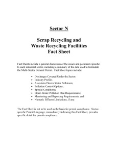 Sector N Scrap Recycling and Waste Recycling Facilities Fact Sheet