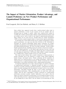 The Impact of Market Orientation, Product Advantage