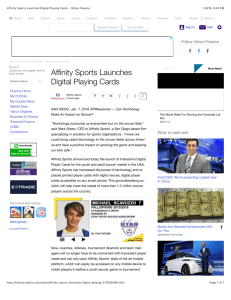 Affinity Sports Launches Digital Playing Cards